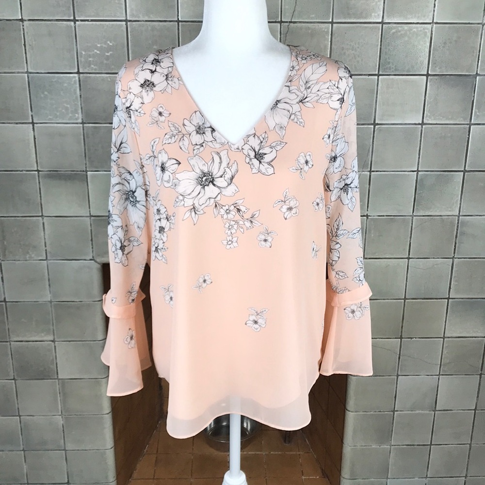 Floral Bell Sleeve Calvin Klein Blouse
